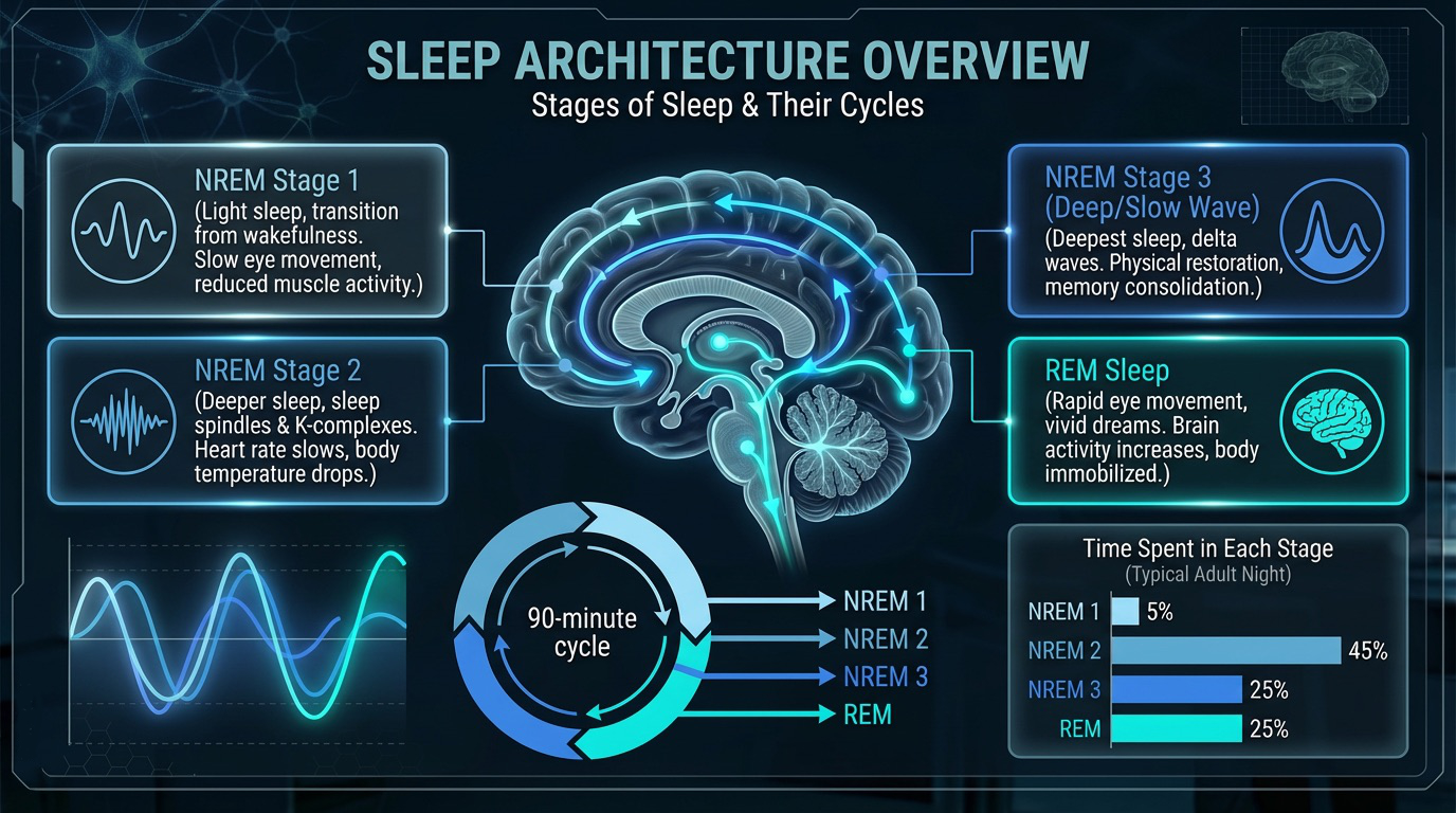 Sleep architecture hypnogram visual